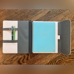 Rocketbook Core Teal Spiral Notebook with Gray Portfolio and 2 Frixion Pens